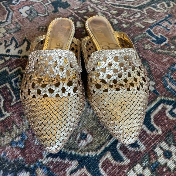 Sam Edelman Clara woven mules gold - Picture 1 of 6